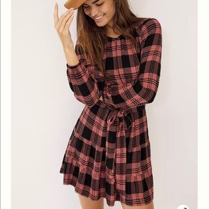 Anthropologie Cloth & Stone Daia Plaid Mini Dress